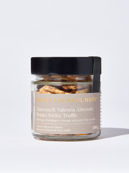 Marcona & Valencia Almonds, Potato Sticks, Truffle Jar