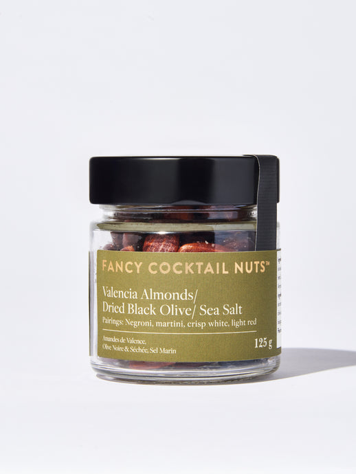 Valencia Almonds, Dried black Olive, Sea Salt